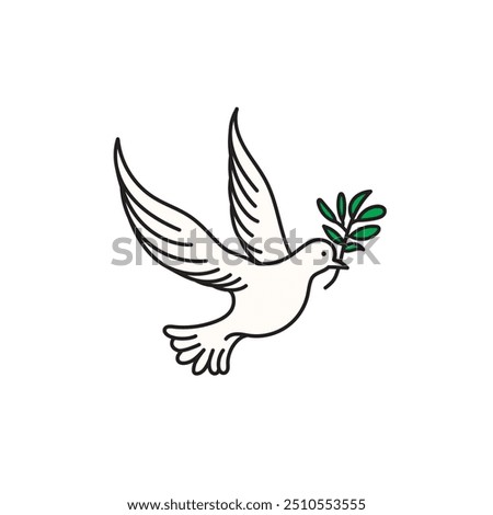 Dove, Dove bring Leaf Vector Image, Dove Illustration Image, Dove and Olive Branch Vector.