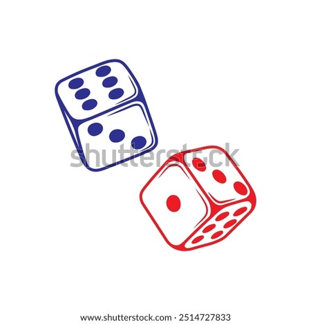 Dice, Dices Vector Image, Dice Logo, Dice Icon, Rolling Dice Cartoon.