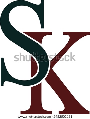 Initials SK letters logo design. SK letter logo template vector royalty free download. KS letters logo company monogram.