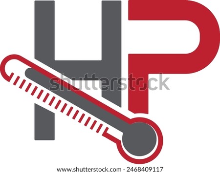 Initials HP letters logo design template vector icon. HP thermometer logo design vector images. PH meter logo design template icon. PH logo design