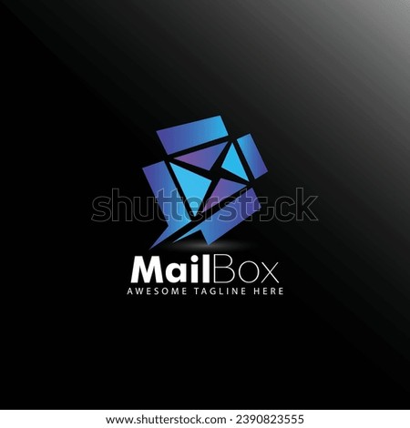 Mail logo. Envelope symbol. Message sign. Mail navigation button. Business abstract logo. Stock Vector illustration isolated on Black background.