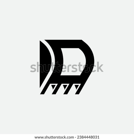 Letter D Excavator logo design illustration vector template