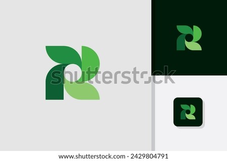 r green leaf logo design vector template