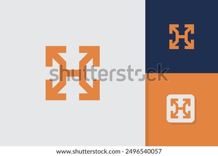 arrow h logo design vector template