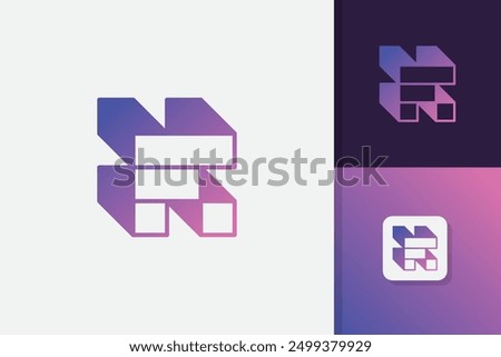 letter f block logo design vector template	