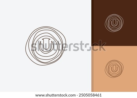 initial letter u wood grain logo design vector template