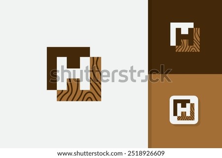 h letter wood logo design vector template