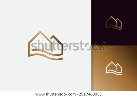 lake house logo design illustration vector template