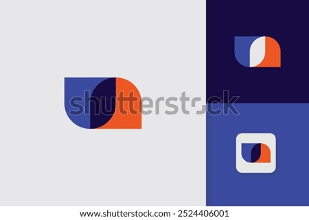 letter un overlap logo design vector template