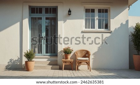 Similar – Foto Bild Fassaden und Häuserwände aus der Froschperspektive mit blauem Himmel und wenigen Wolken