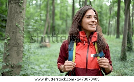 Similar – Image, Stock Photo Young woman hiking in autumn