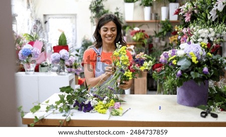 Similar – Image, Stock Photo Florist working Floristry