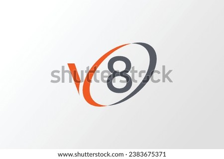 Letter V logo, V con with digit 8, V8 logo