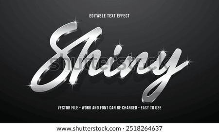 Silver text effect, glitter text style effect