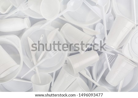 Similar – Image, Stock Photo disposable plastic cups, forks on a blue background