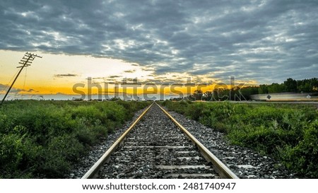 Similar – Image, Stock Photo Old railway tracks in the forest