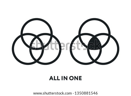All In One. Multifunctional. Circle Ring Flat Line Vector Icon ストックフォト © 