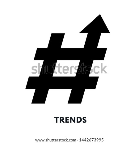 Trends Hype Popular Topics Hashtag Arrow. Vector Flat Icon.