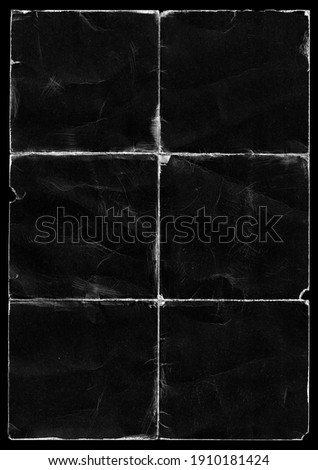 Old Black Empty Ripped Folded Torn Cardboard Paper Poster. Grunge Scratched Old Shabby Surface. Distressed Overlay Texture for Collage. 
 Foto stock © 