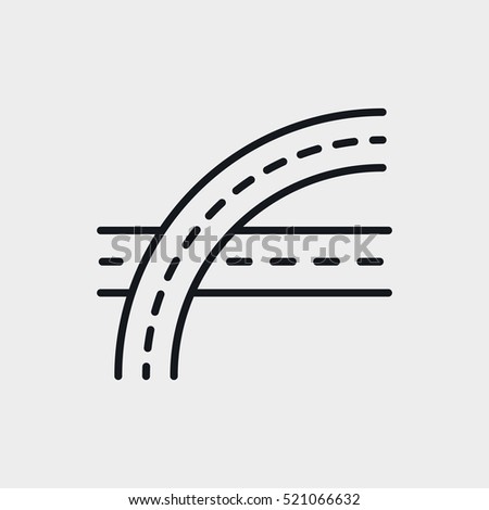 Road Overpass Minimalistic Flat Line Circle Solid Stroke Icon Pictogram Symbol