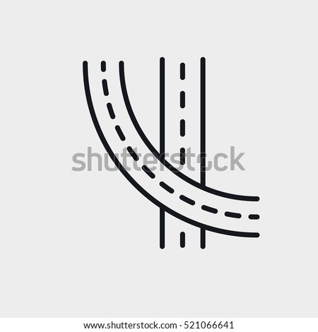 Road Overpass Minimalistic Flat Line Circle Solid Stroke Icon Pictogram Symbol