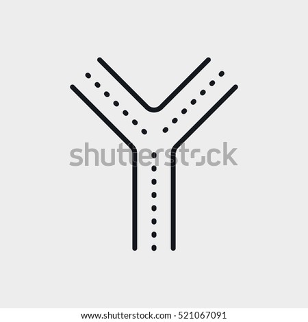 Road Crossroad Minimalistic Flat Line Circle Solid Stroke Icon Pictogram Symbol