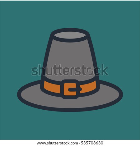 Pilgrim Hat Minimal Flat Color Line Outline Stroke Icon Pictogram Symbol