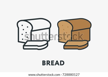 Rye Bread Loaf Bakery Bun Toast Minimal Flat Line Outline Colorful and Stroke Icon Pictogram