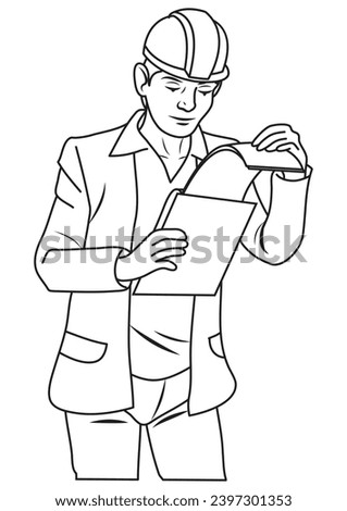 A male supervisor in outline and vector format.