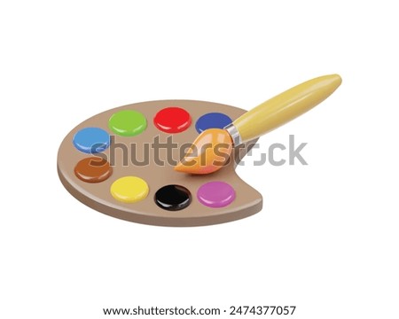 Colour palette icon 3d render illustration