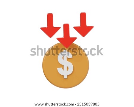 Business down icon 3d render illustration