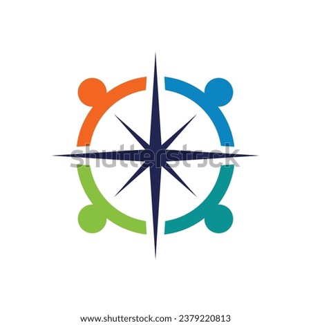 people compass logo icon vector design