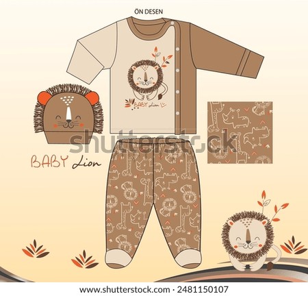 Comfortable Baby Pajama Set Featuring Lion and Safari Animal Prints