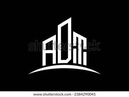 Letter ADT building vector monogram logo design template. Building Shape ADT logo.