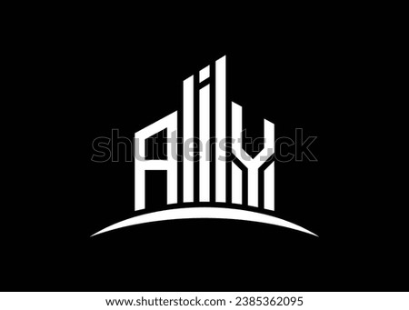 Letter AIY building vector monogram logo design template. Building Shape AIY logo.