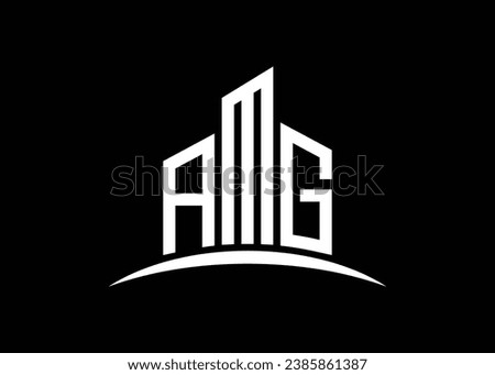 Letter AMG building vector monogram logo design template. Building Shape AMG logo.