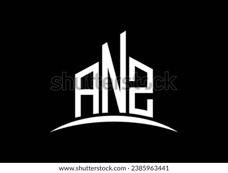 Letter ANZ building vector monogram logo design template. Building Shape ANZ logo.