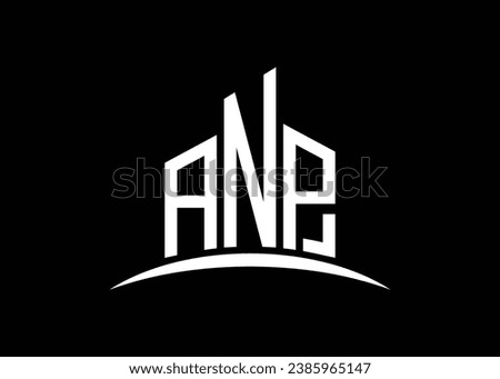 Letter ANP building vector monogram logo design template. Building Shape ANP logo.