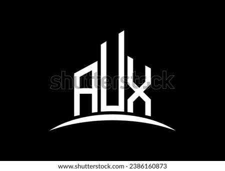 Letter AUX building vector monogram logo design template. Building Shape AUX logo.