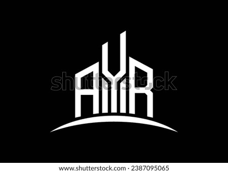 Letter AYR building vector monogram logo design template. Building Shape AYR logo.