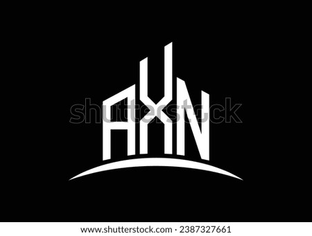 Letter AXN building vector monogram logo design template. Building Shape AXN logo.