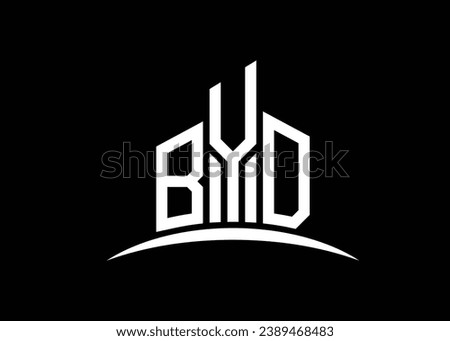 Letter BYD building vector monogram logo design template. Building Shape BYD logo.