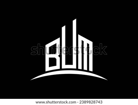 Letter BUM building vector monogram logo design template. Building Shape BUM logo.