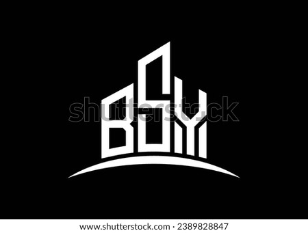 Letter BSY building vector monogram logo design template. Building Shape BSY logo.