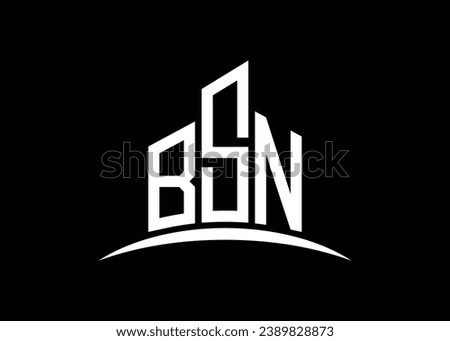 Letter BSN building vector monogram logo design template. Building Shape BSN logo.