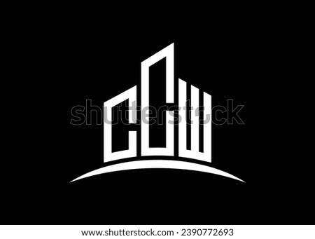 Letter CCW building vector monogram logo design template. Building Shape CCW logo.