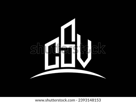 Letter CSV building vector monogram logo design template. Building Shape CSV logo.