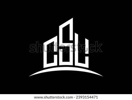 Letter CSL building vector monogram logo design template. Building Shape CSL logo.