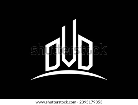 Letter DVD building vector monogram logo design template. Building Shape DVD logo.