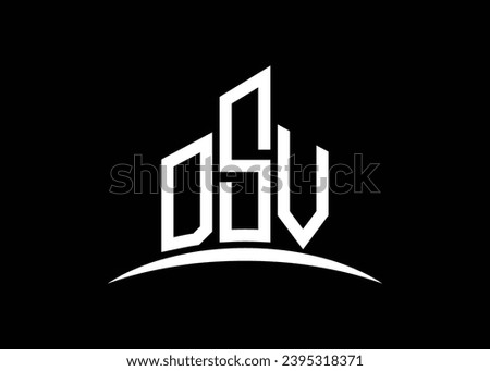 Letter DSV building vector monogram logo design template. Building Shape DSV logo.